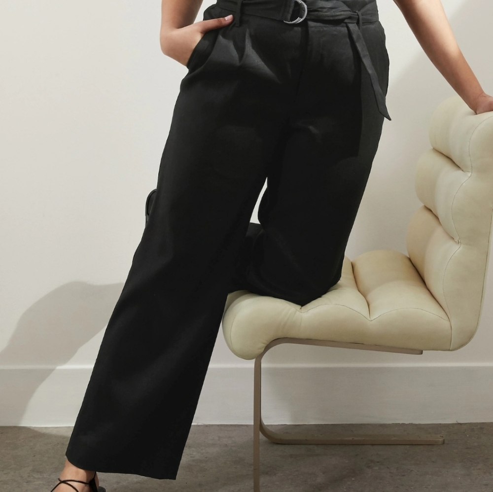 NWT High-Rise Wide-Leg Paperbag Waist Pant
